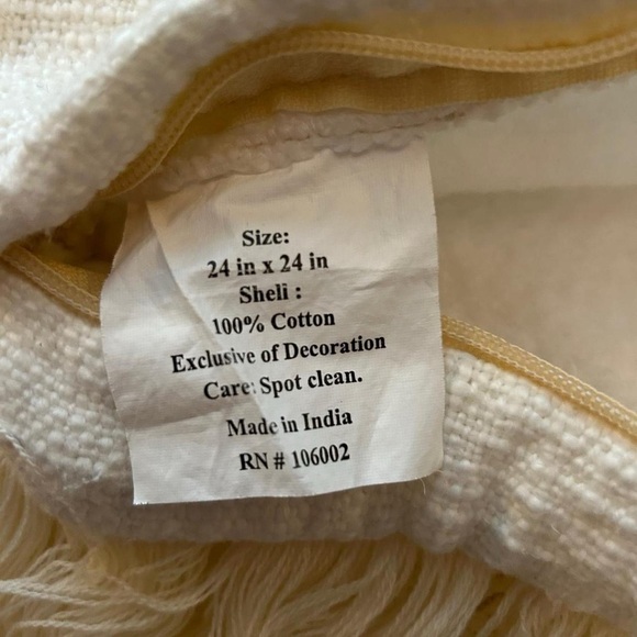 Luxury 24x24” Boho Pillow Cover with Fringe & Diamond Pattern – Like New! - Picture 3 of 6